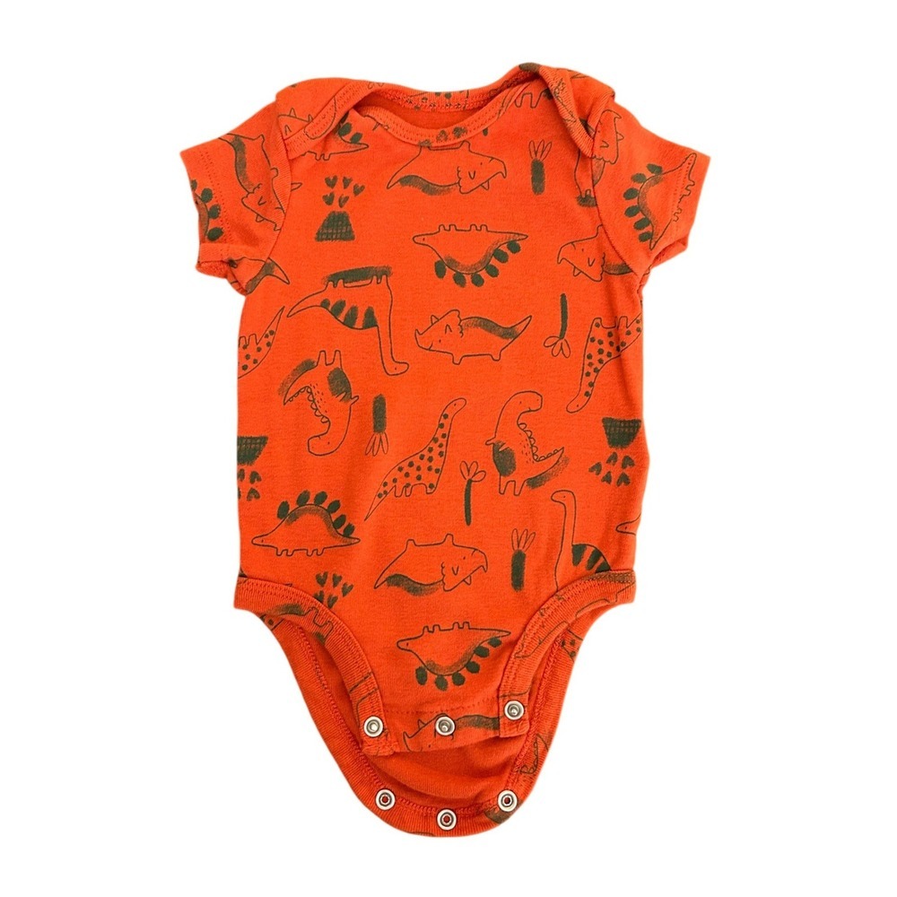 Carters Baby Boys Orange Dinosaur Print Short Sleeve Bodysuit 3 Months (1265)